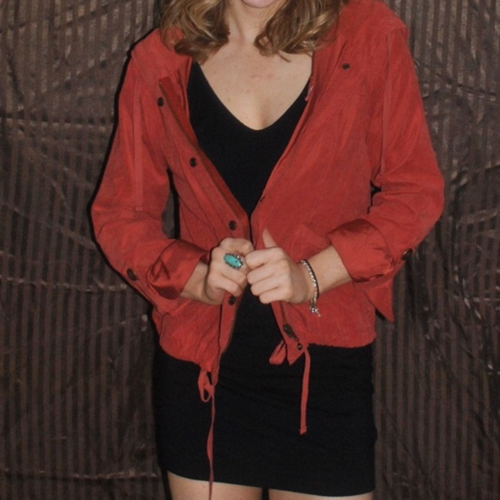 Thin red rustic colored bomber